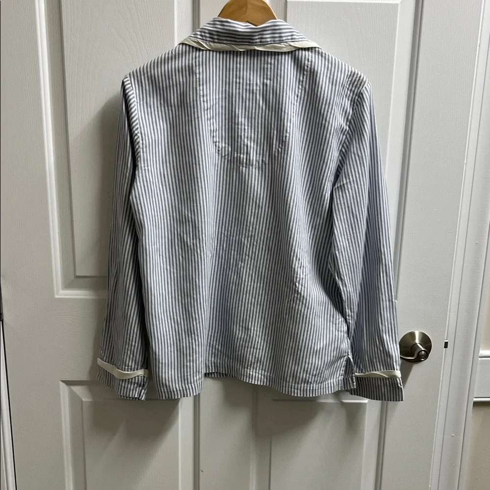 Victoria's Secret Blue White Striped Pajama Top button shirt size medium M - Picture 2 of 5
